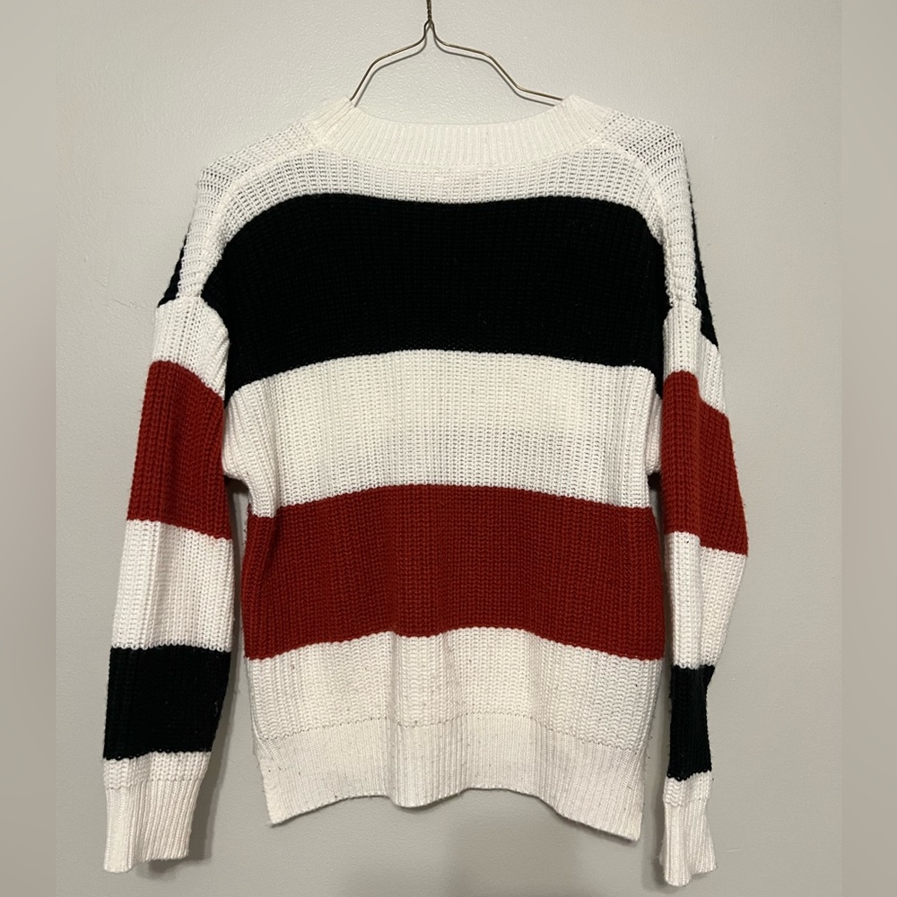 Pink Lily Small Sweater Red White and Blue